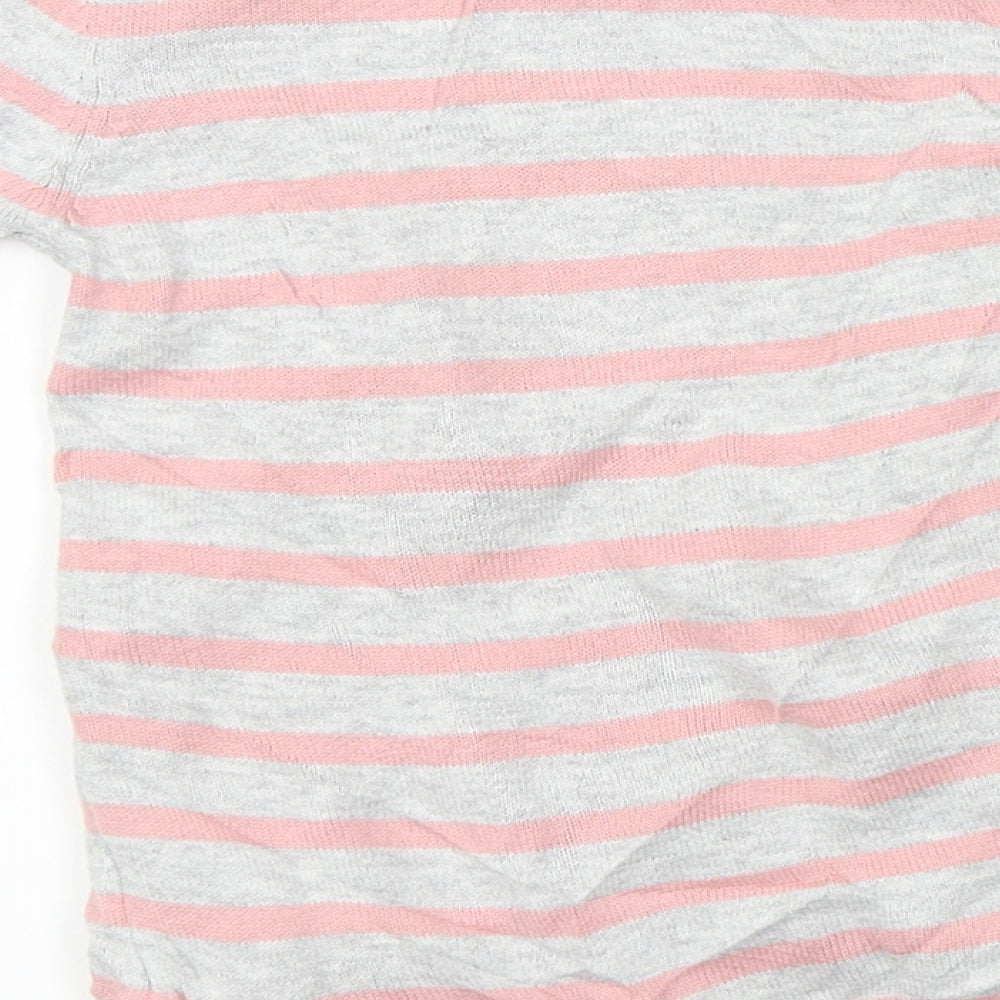 Primark Girls Grey Striped Knit Jumper Dress  Size 9-12 Months  - bunny