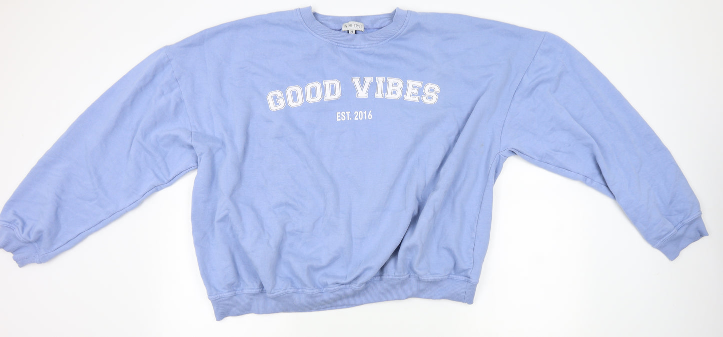 In the Style Womens Blue  Knit Pullover Jumper Size 20  - good vibes