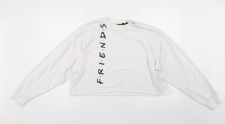 Friends Womens White Pullover Sweatshirt Size 14 - Friends