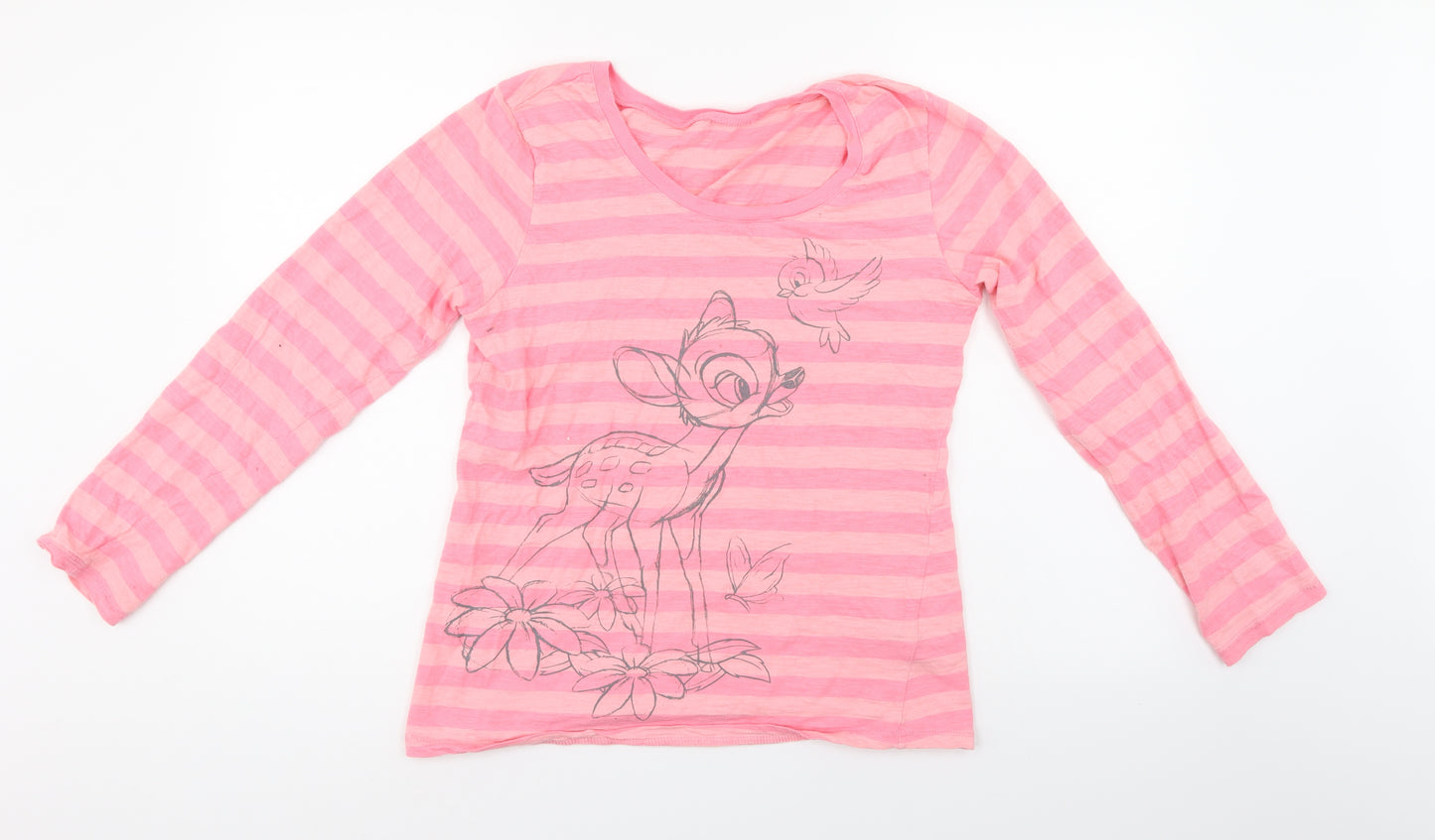 Disney Womens Pink Striped   Pyjama Top Size M