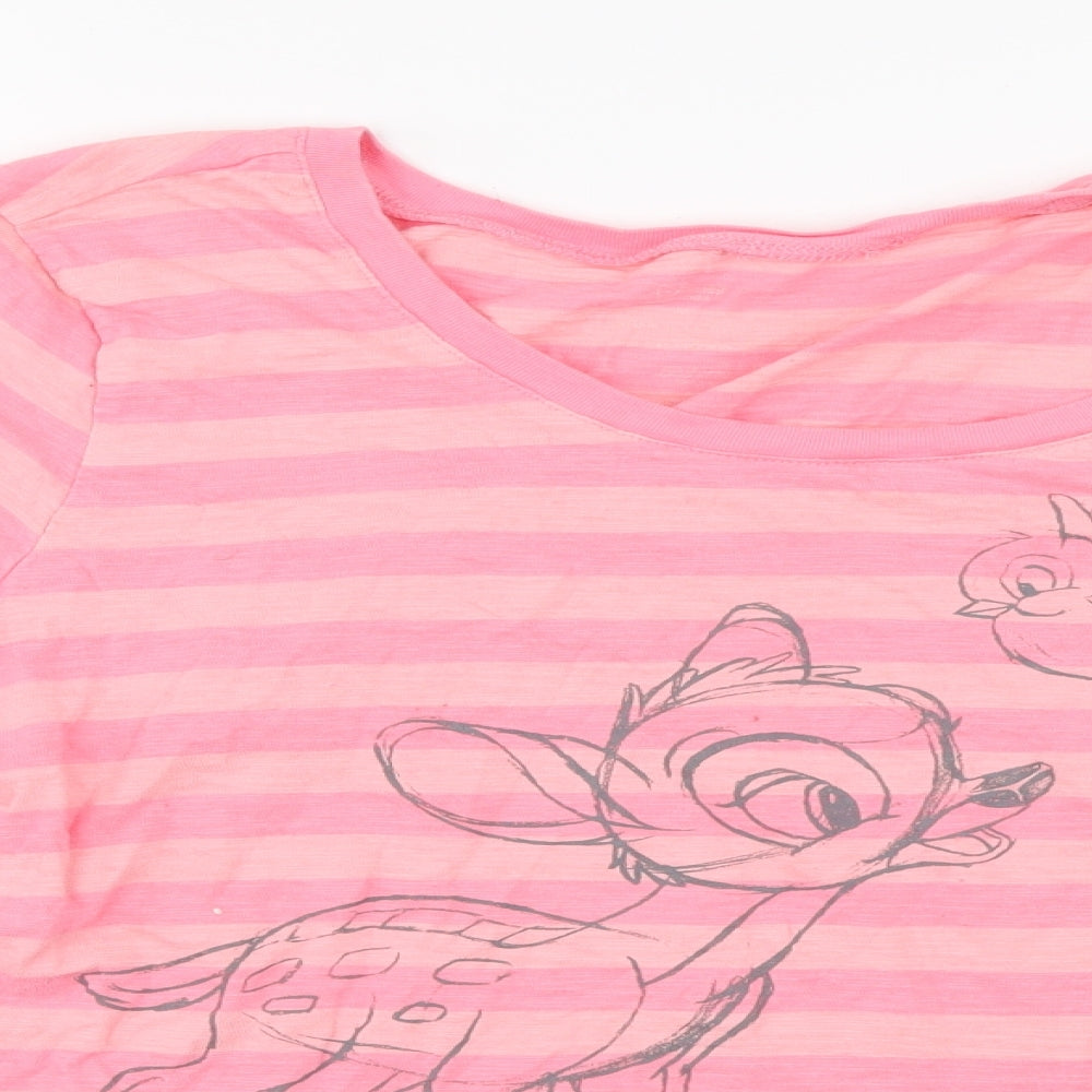 Disney Womens Pink Striped   Pyjama Top Size M