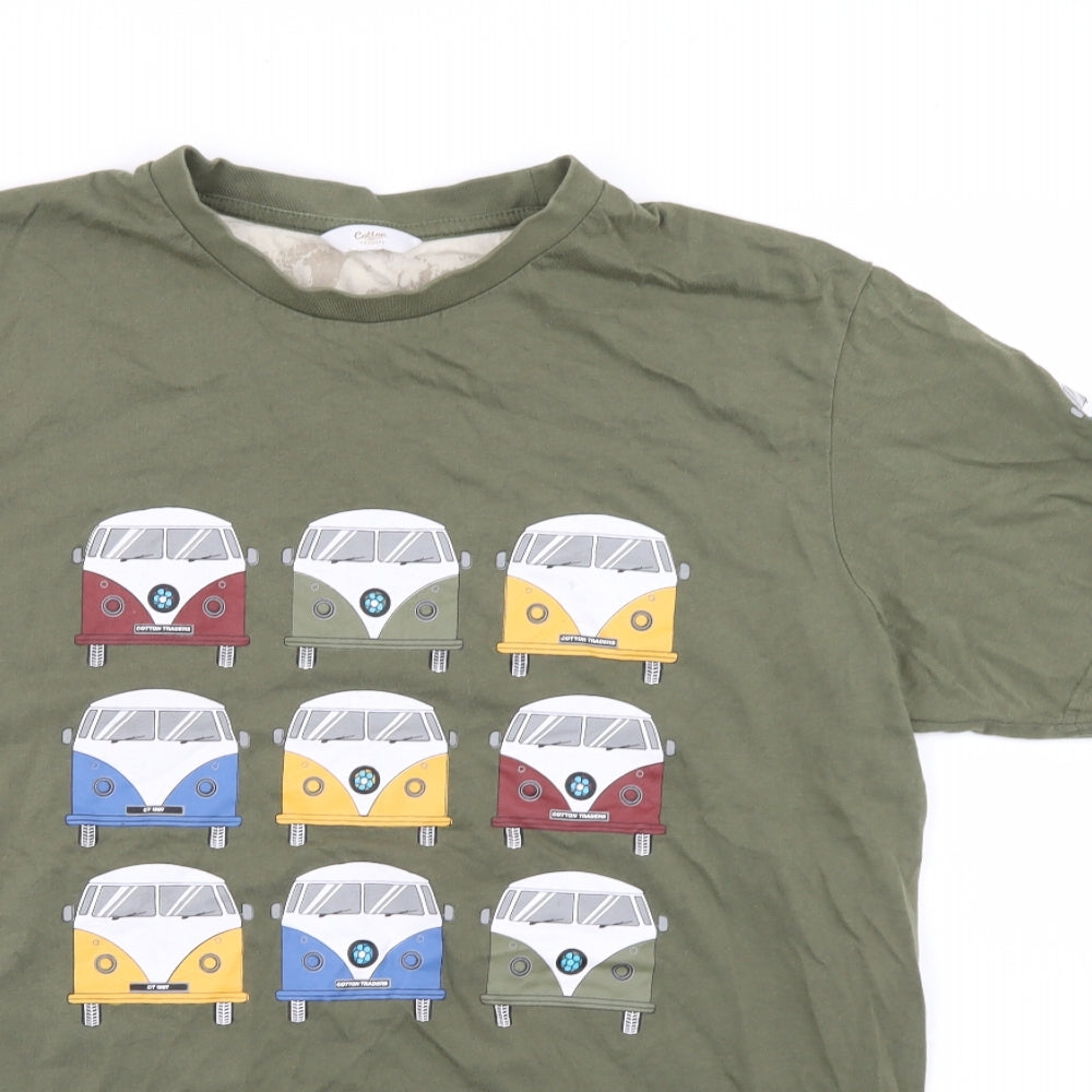 Cotton Traders Mens Green    T-Shirt Size L