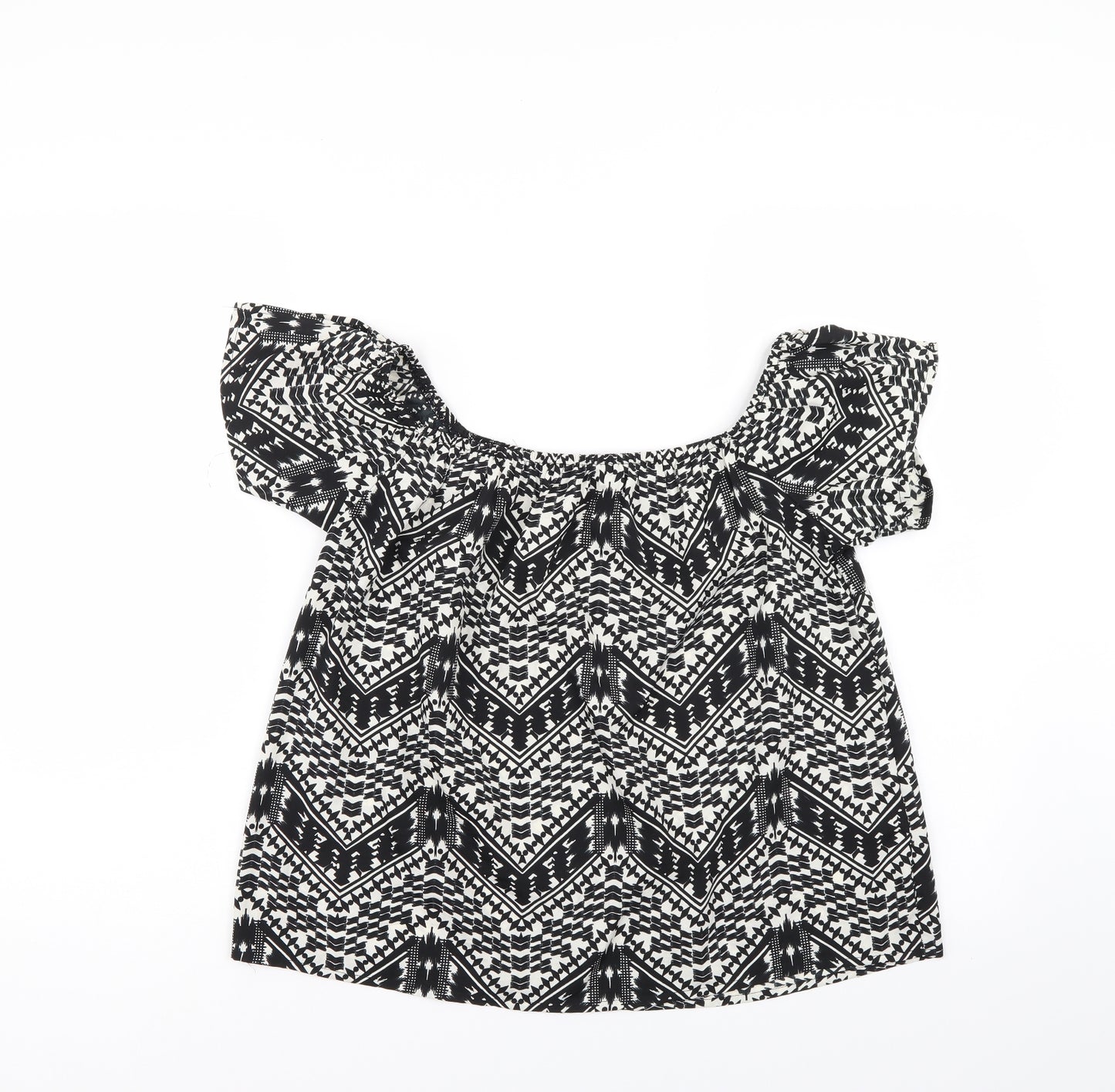 Primark Womens Black Geometric  Basic Blouse Size 10