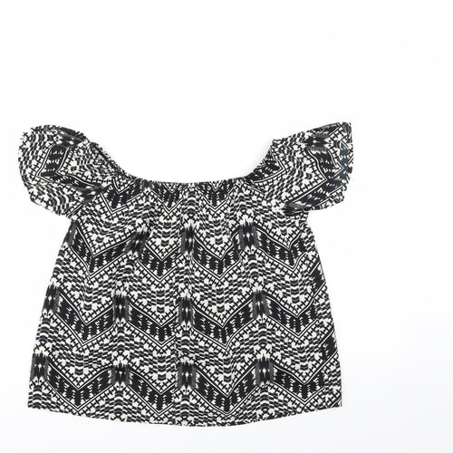 Primark Womens Black Geometric  Basic Blouse Size 10