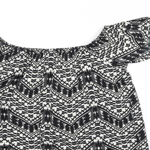Primark Womens Black Geometric  Basic Blouse Size 10