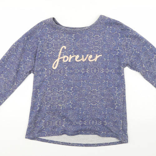 George Womens Blue Paisley  Pullover Sweatshirt Size 12