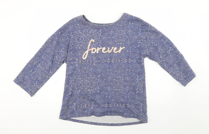 George Womens Blue Paisley  Pullover Sweatshirt Size 12
