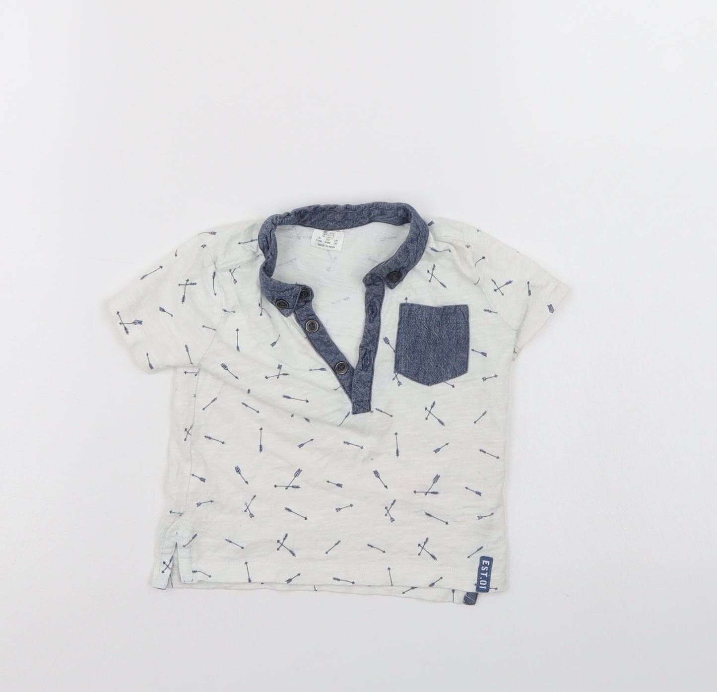 F&F Boys White   Basic Polo Size 6-9 Months