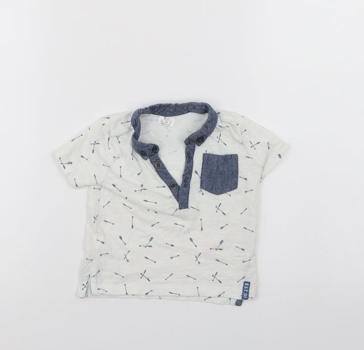 F&F Boys White   Basic Polo Size 6-9 Months