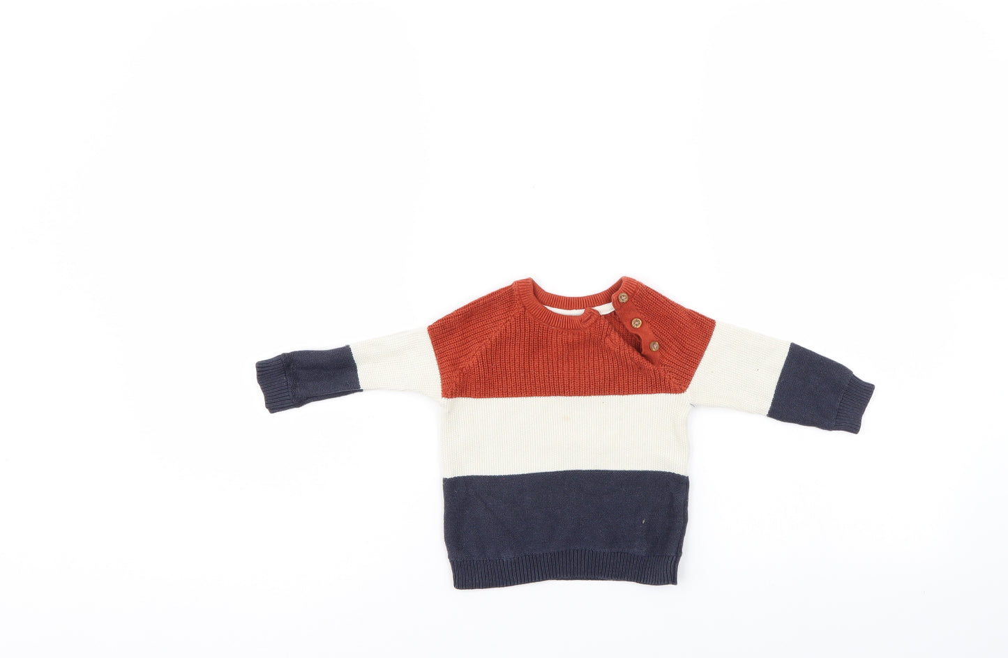 F&F Boys Multicoloured Striped  Pullover Jumper Size 3-6 Months