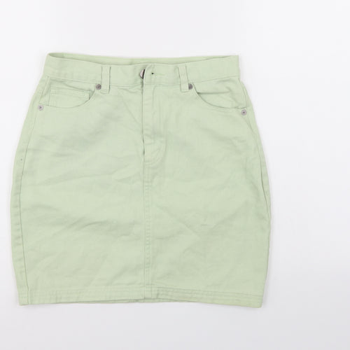 Monki Womens Green  Denim A-Line Skirt Size 6