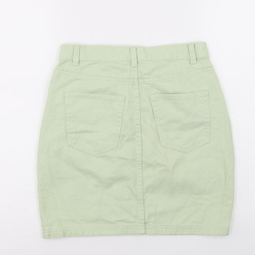 Monki Womens Green  Denim A-Line Skirt Size 6