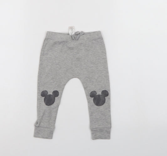 Front view of George girls’ grey track pants trousers, size 9-12, months