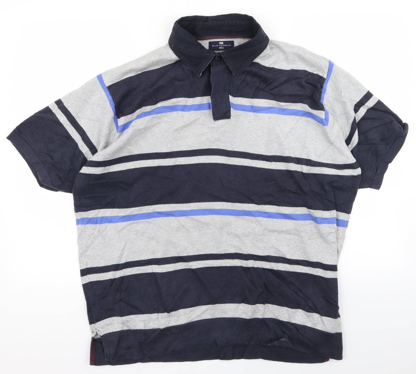 Blue Harbour Womens Grey Striped  Basic Polo Size M