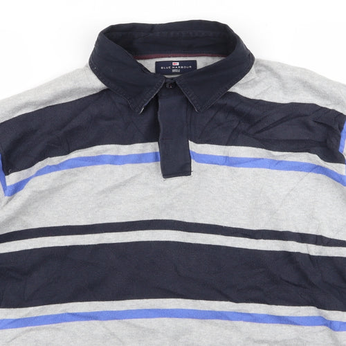 Blue Harbour Womens Grey Striped  Basic Polo Size M