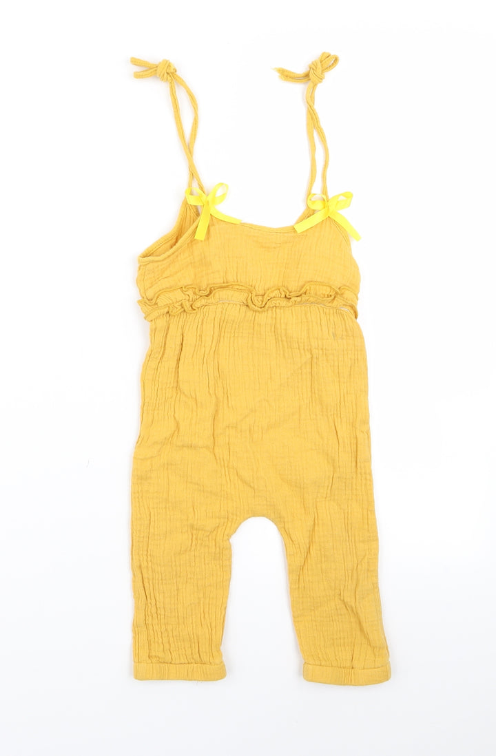 Preworn Girls Yellow Dungaree One-Piece Size 12 Months
