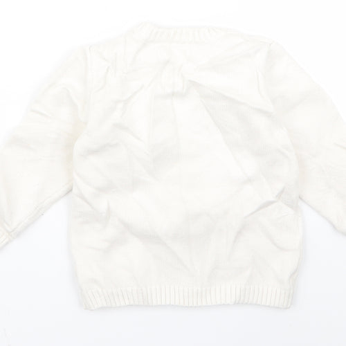 Preworn Girls White   Pullover Jumper Size 2 Years