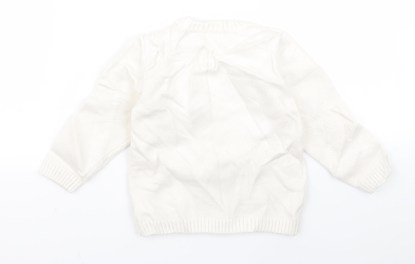 Preworn Girls White   Pullover Jumper Size 2 Years