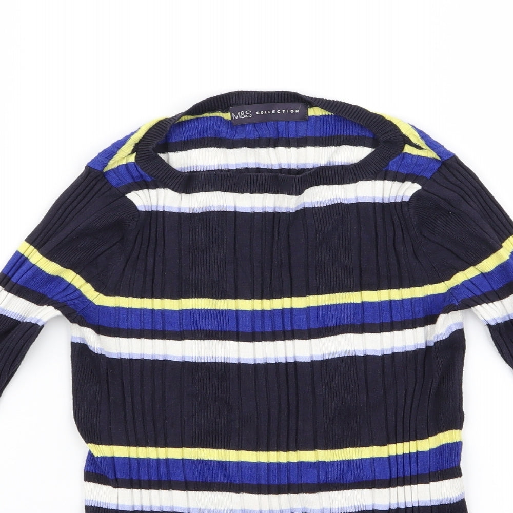 m&s Womens Multicoloured Striped Rayon Pullover Jumper Size 10