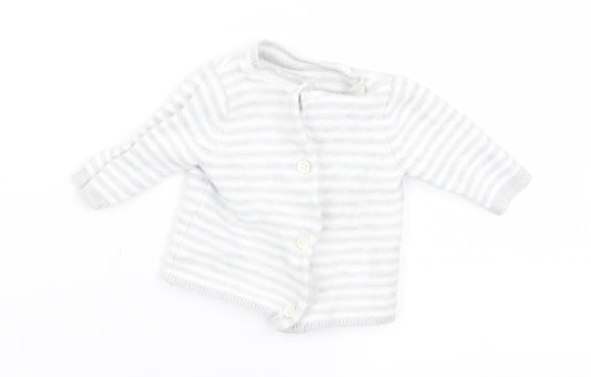 Front view of Marks & Spencer Baby Grey Striped jumper, size 0-3, Months