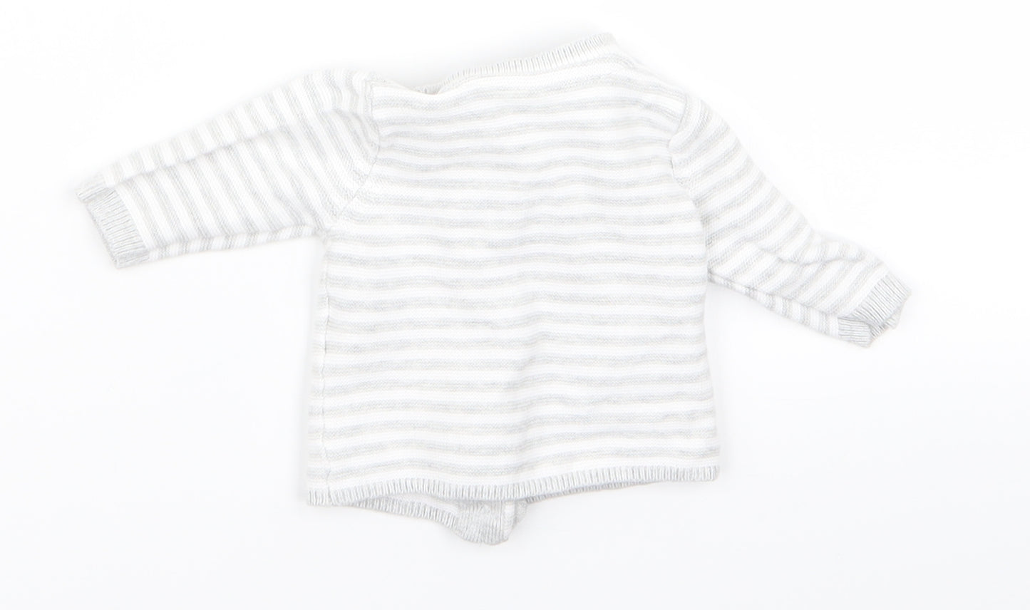 m&s Baby Grey Striped  Pullover Jumper Size 0-3 Months