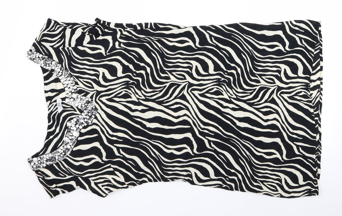 Joanna Womens Black Animal Print  Basic T-Shirt Size 18