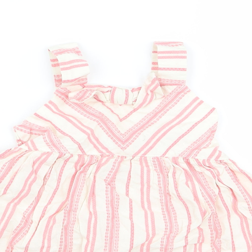 F7f Baby Pink Striped  A-Line  Size 3-6 Months