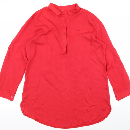 Preworn Womens Red   Basic Button-Up Size 4XL