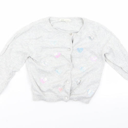 H&M Girls Grey  Rayon Pullover Jumper Size 2 Years