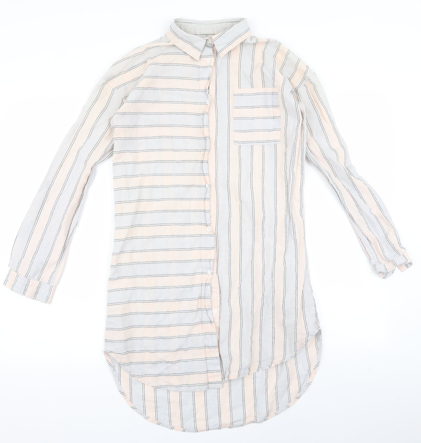 Lounge Womens Pink Striped  Shirt Dress  Size M