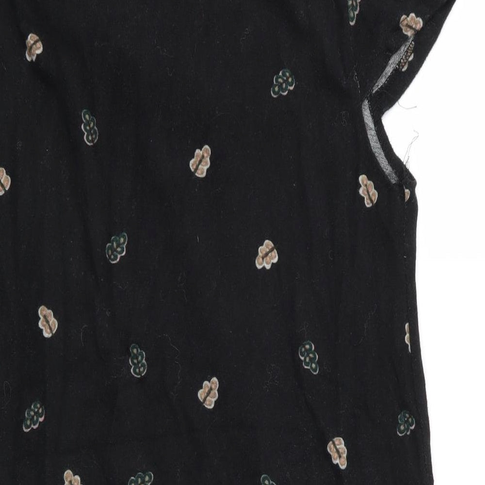 Apricot Womens Black Floral Rayon A-Line  Size M