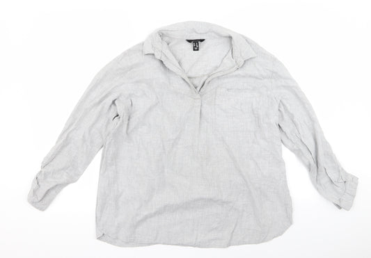Front view of Preworn women’s grey basic button-up, size UK 16