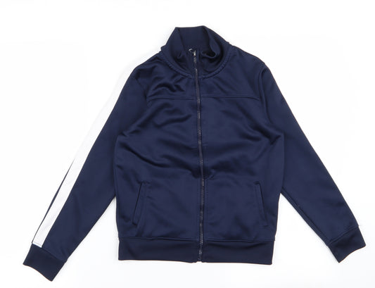 Front view of Primark women’s blue striped jacket, size UK 10
