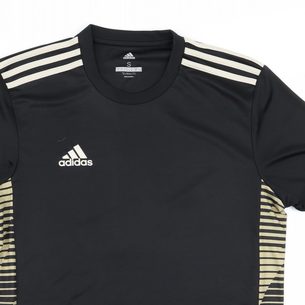 adidas Mens Black Striped   T-Shirt Size S