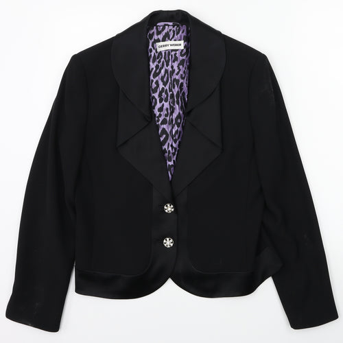 Gerry Weber Womens Black Animal Print  Jacket Blazer Size 36