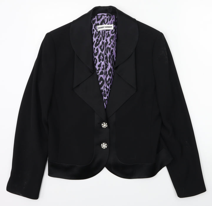 Gerry Weber Womens Black Animal Print Jacket Blazer Size 36