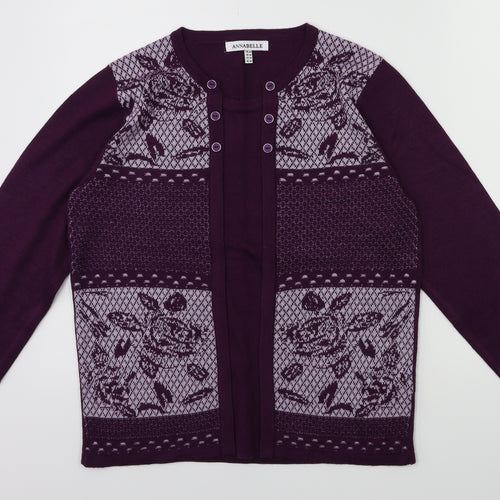 Annabelle Womens Purple Floral  Pullover Jumper Size M