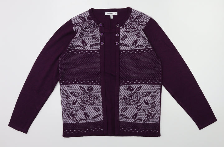 Annabelle Womens Purple Floral Pullover Jumper Size M