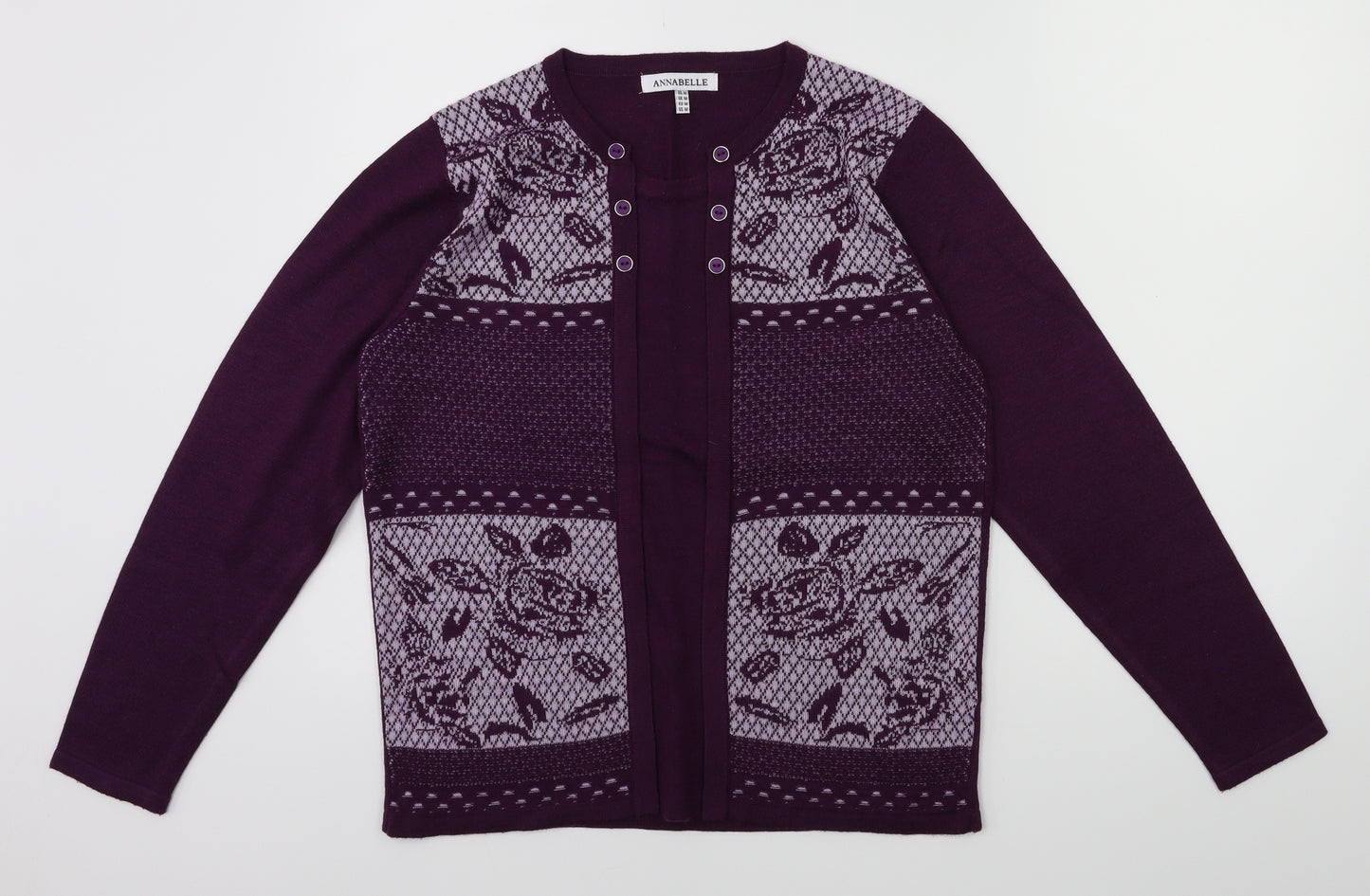 Annabelle Womens Purple Floral  Pullover Jumper Size M