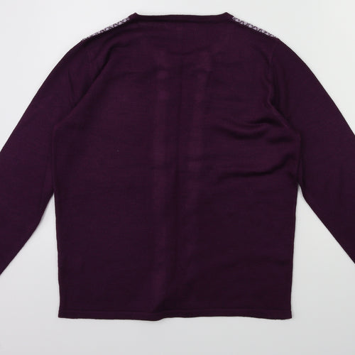 Annabelle Womens Purple Floral  Pullover Jumper Size M