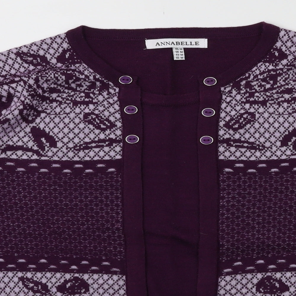 Annabelle Womens Purple Floral  Pullover Jumper Size M