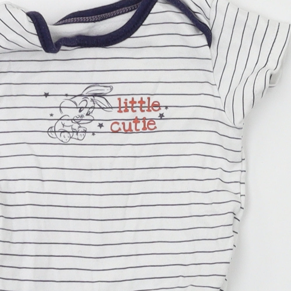 Looney Tunes  White Striped  Babygrow One-Piece Size 0-3 Months  - Looney Tunes