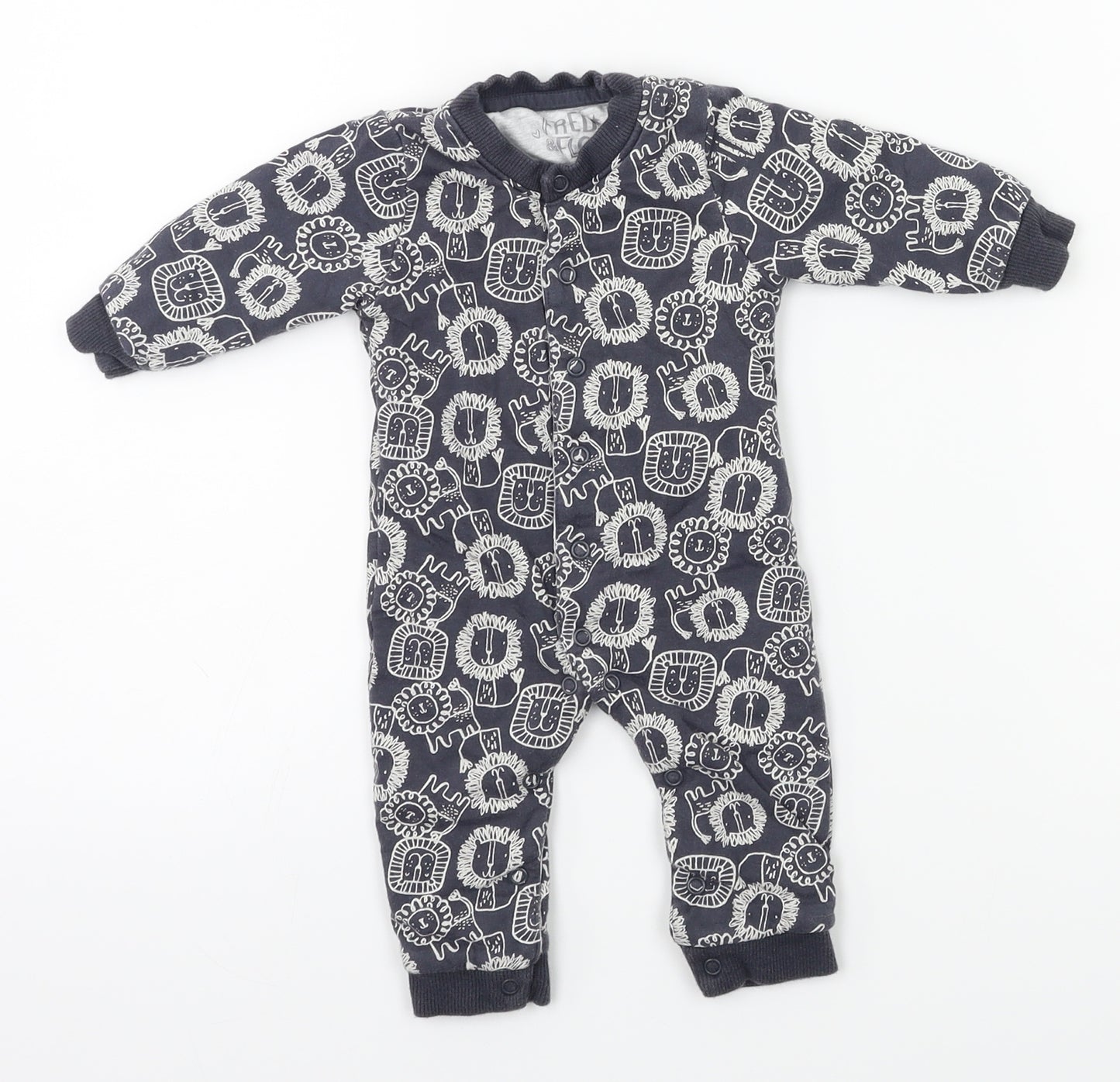 Fred & flo Boys Grey   Coverall One-Piece Size 0-3 Months  - Lions
