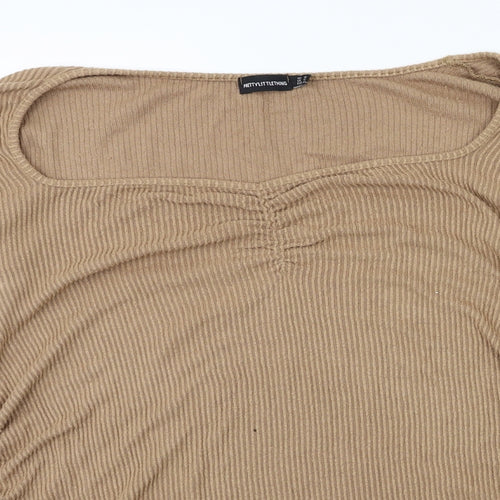 PRETTYLITTLETHING Womens Beige   Pullover Jumper Size 16