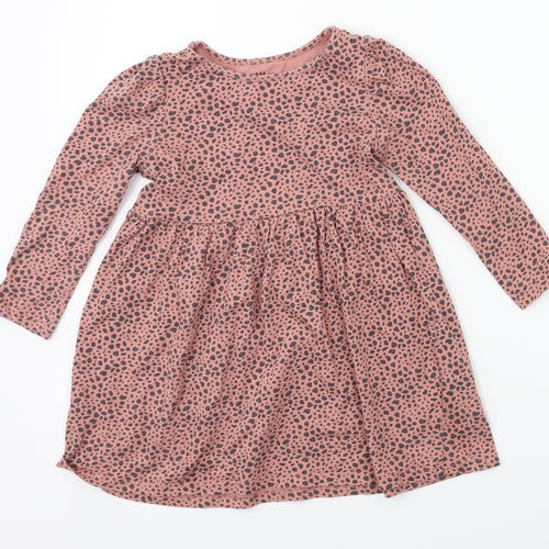 H&M Girls Pink Animal Print  Fit & Flare  Size 2XS