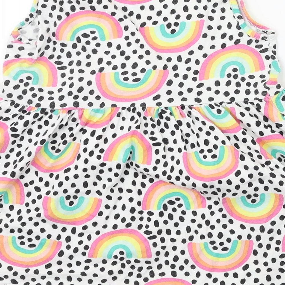 F&F Girls White Spotted  Fit & Flare  Size 4-5 Years  - Rainbow