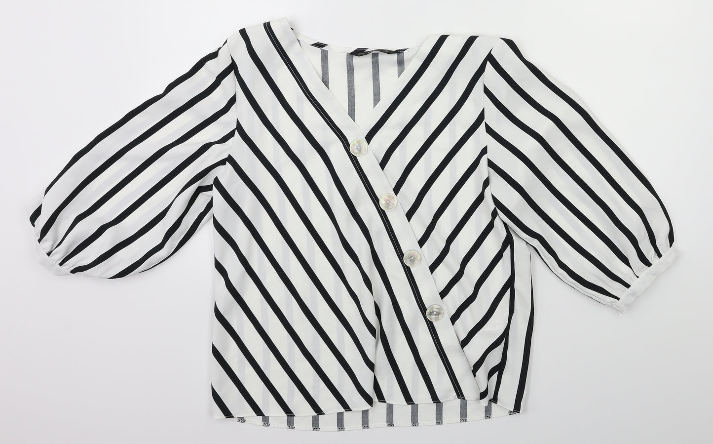 F&F Womens White Striped  Basic Blouse Size 12