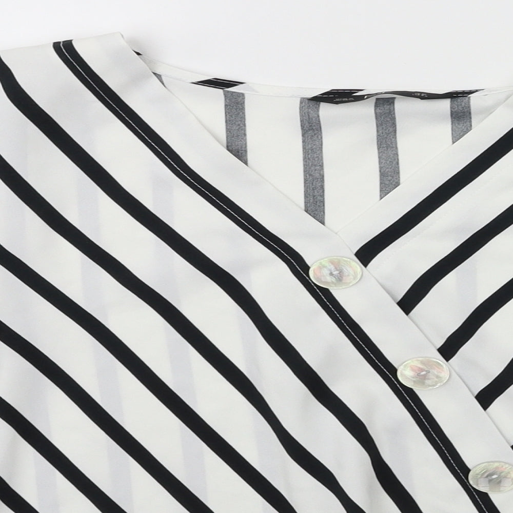 F&F Womens White Striped  Basic Blouse Size 12