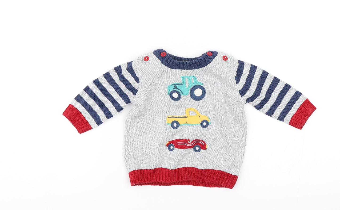 Frugi Baby Grey   Pullover Jumper Size 0-3 Months  - Cars