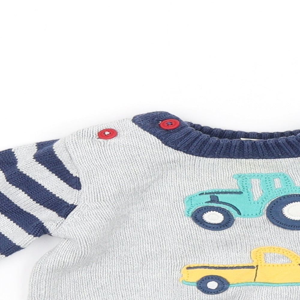 Frugi Baby Grey   Pullover Jumper Size 0-3 Months  - Cars